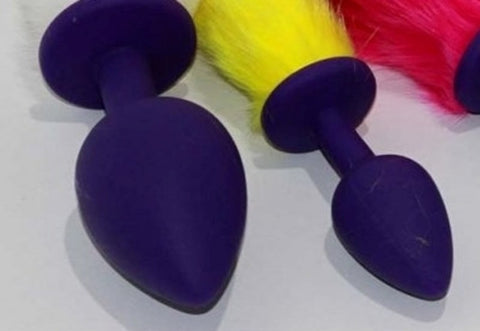 BDStyle Rabbit Faux Tail Silicone Butt Plug Medium with Faux Fur Tail - Butt Plugs