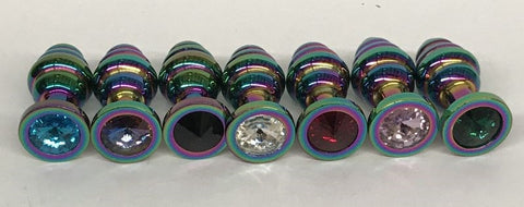 Hells Couture Gem Accented Ribbed Steel Anal Delight Premium Butt Plug - Steel Sex Toys