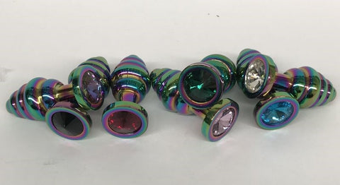 Hells Couture Gem Accented Ribbed Steel Anal Delight Premium Butt Plug - Steel Sex Toys