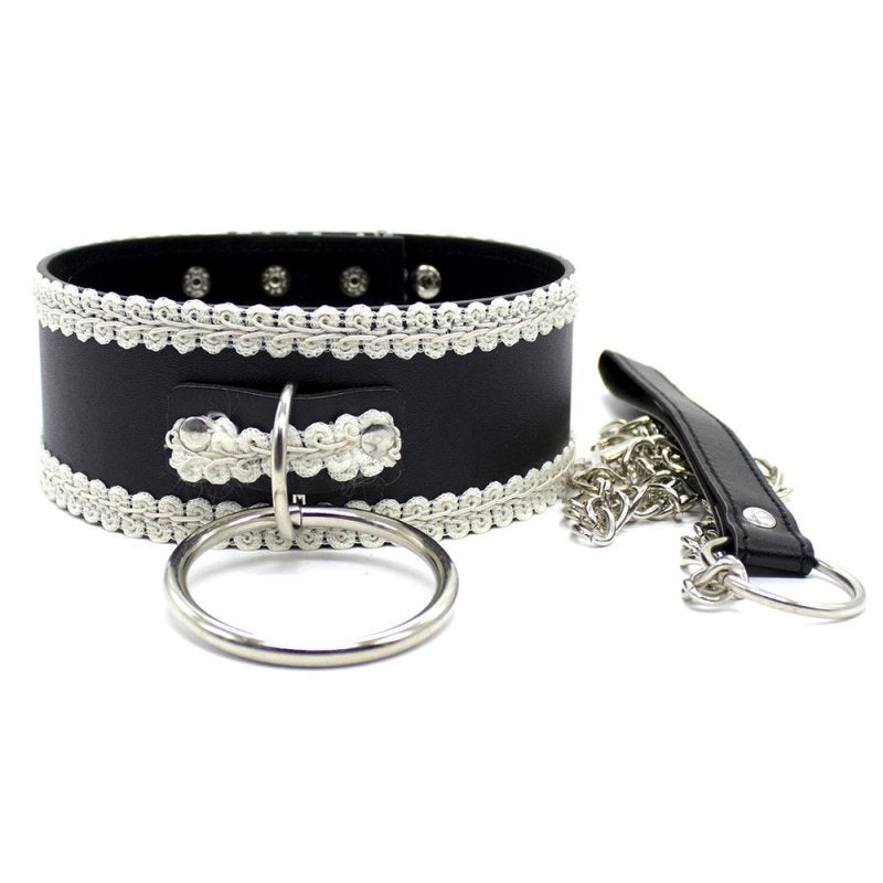 Sexy Lace Slave Collar With O-Ring - - Collars and Leads