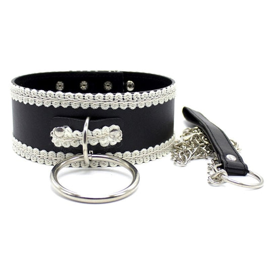 Sexy Lace Slave Collar With O-Ring - - Collars and Leads