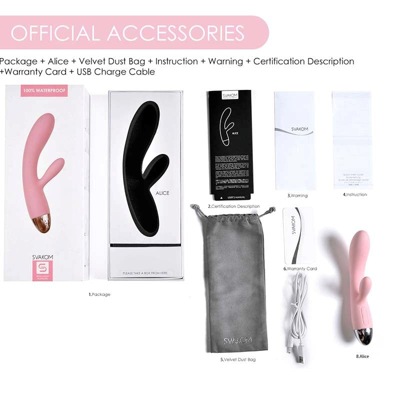Svakom Alice Multi Functions Double Motor Rabbit Vibrator Dual Stimulation - - G-Spot Vibrators
