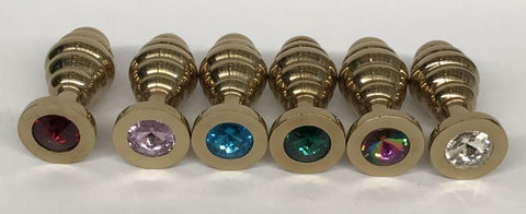 Hells Couture Wild Passion Anal Plug Gold Medium with Ribbed Texture - Steel Sex Toys