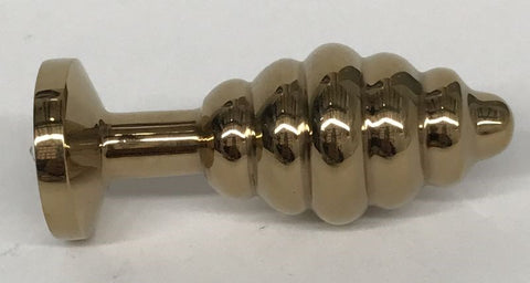 Hells Couture Wild Passion Small Gold Anal Plug with Ribbed Texture - Steel Sex Toys