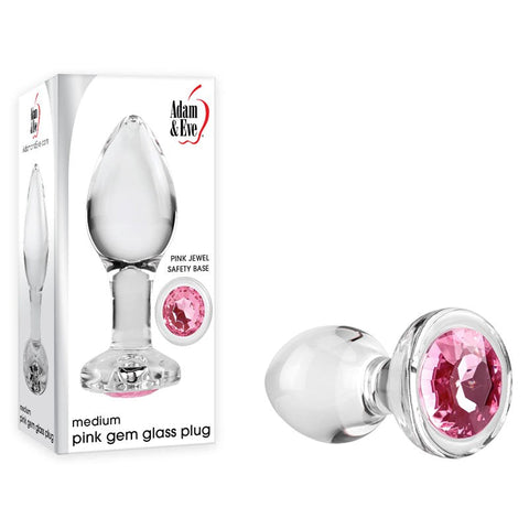 Adam & Eve Pink Gem Glass Butt Plug Luxurious Anal Stimulation Sex Toy - Butt Plugs