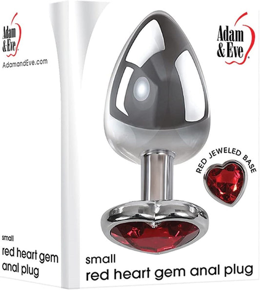 Adam & Eve Red Heart Gem Anal Plug Premium Aluminum Temperature Play Butt Plug - - Butt Plugs