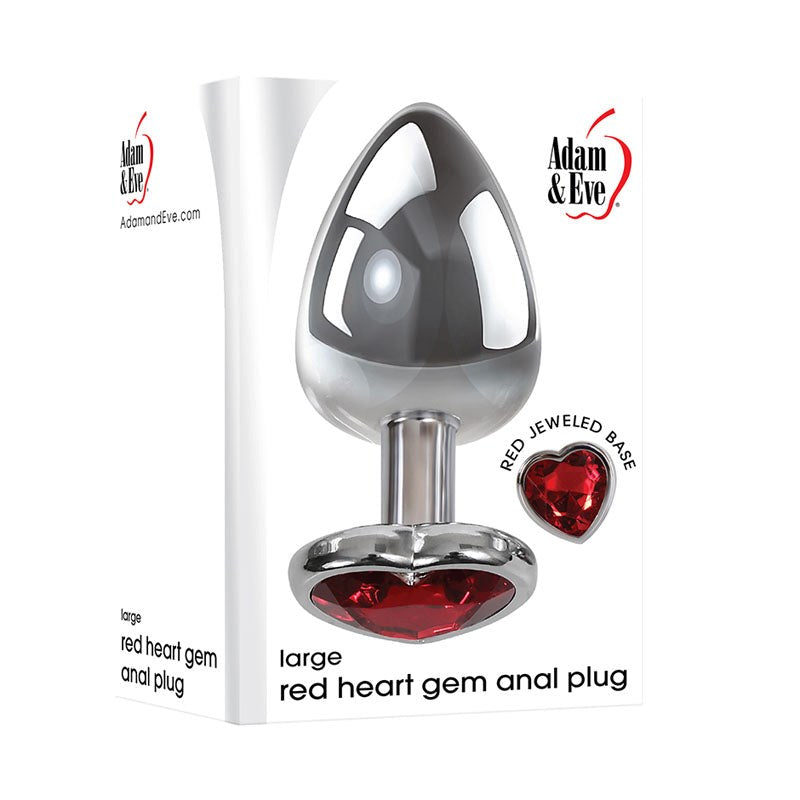 Adam & Eve Red Heart Gem Anal Plug Premium Aluminum Temperature Play Butt Plug - - Butt Plugs