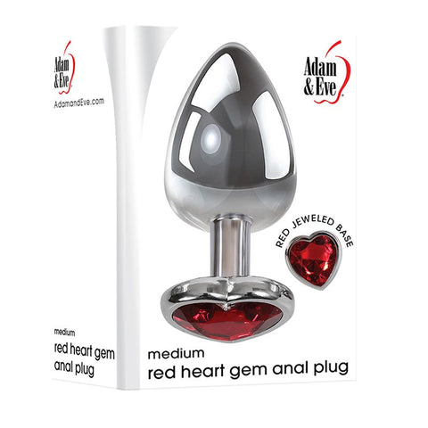 Adam & Eve Red Heart Gem Anal Plug Premium Aluminum Temperature Play Butt Plug - Butt Plugs