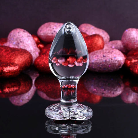 Adam & Eve Red Heart Gem Glass Plug Premium Anal Play - Butt Plugs