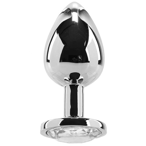 Adam & Eve Smooth Aluminum Anal Ecstasy Clear Gem Plug Premium Metal - Butt Plugs