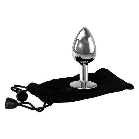 Adam & Eve Smooth Aluminum Anal Ecstasy Clear Gem Plug Premium Metal - Butt Plugs