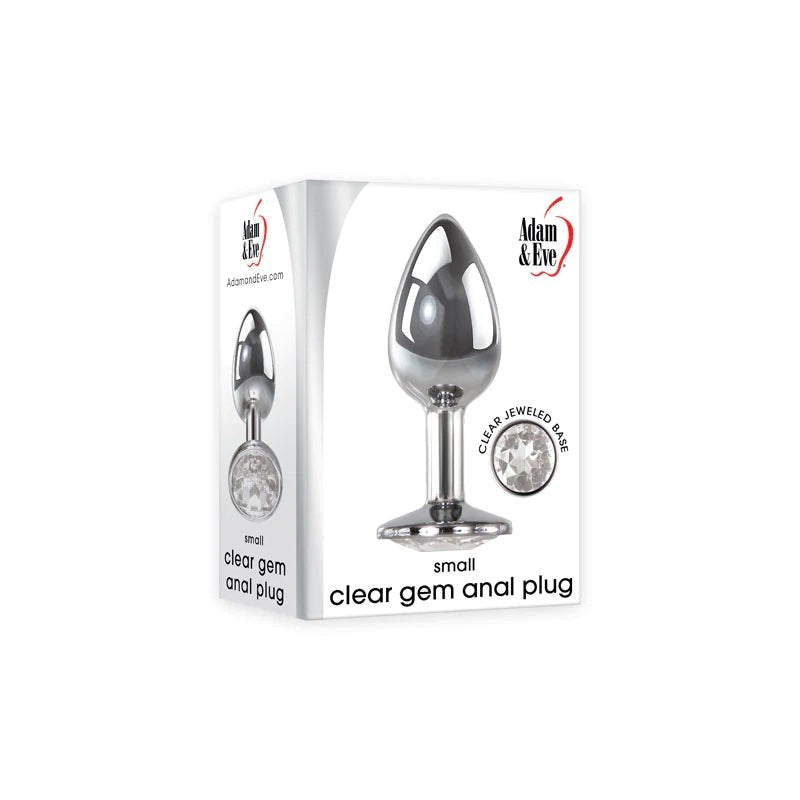 Adam & Eve Smooth Aluminum Anal Ecstasy Clear Gem Plug Premium Metal - - Butt Plugs
