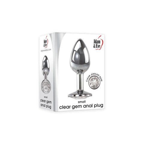 Adam & Eve Smooth Aluminum Anal Ecstasy Clear Gem Plug Premium Metal - Butt Plugs
