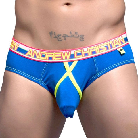 Andrew Christian Almost Naked Dare Brief Royal Blue Anatomical Pouch - Jocks and G-Strings