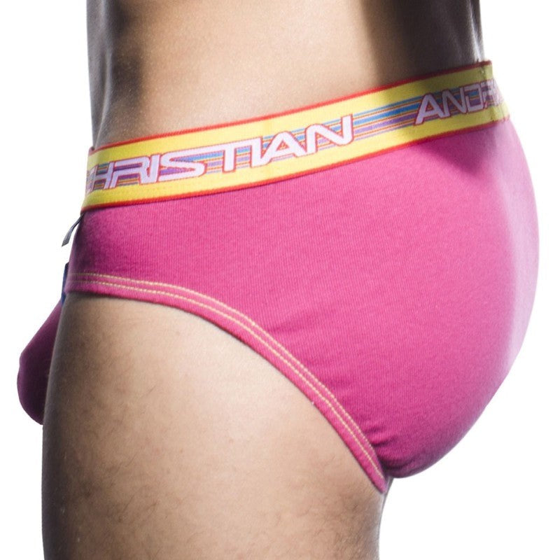 Andrew Christian Almost Naked Dare Brief Sunset Pink Cross Strap Design - - Jocks and G-Strings