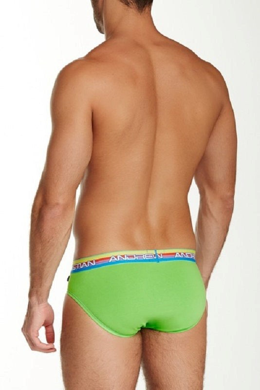 Andrew Christian Almost Naked Pride Lime Brief with Hang Free Design - - Jocks and G-Strings