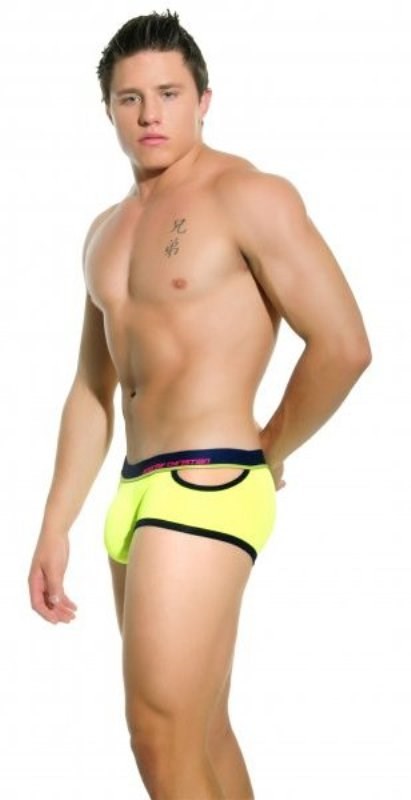 Andrew Christian Almost Naked Quirk Boxer Neon Yellow L Glow Under Blacklight - - Jocks and G-Strings