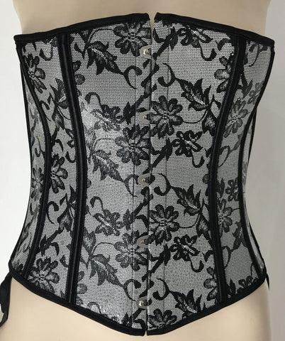 Ella Bidoe Black and Silver Floral Corset with Underwired Support - Bustiers and Corsets