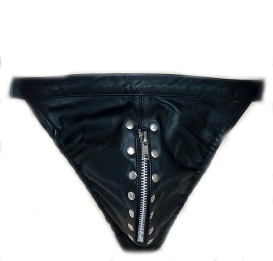 Hell's Couture - Leather Jockstrap with Front Zipper - - Jocks and G-Strings