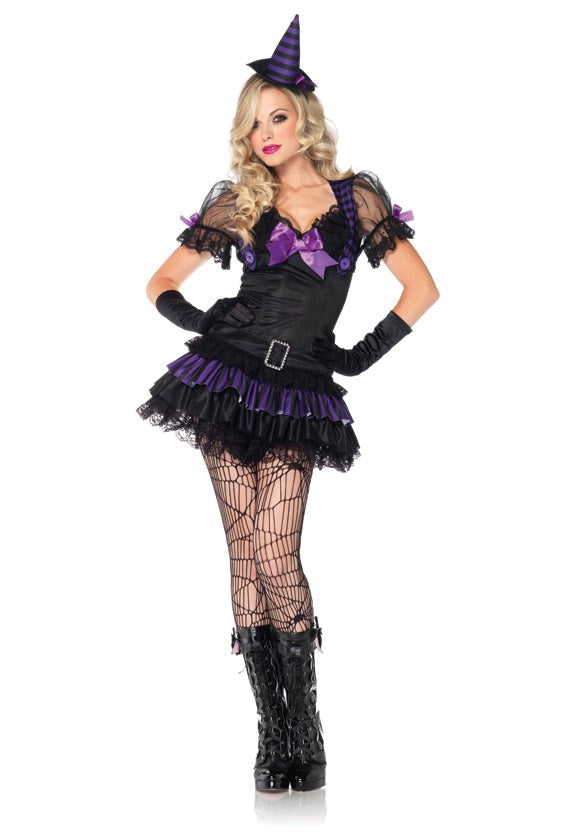 Leg Avenue Black Magic Babe Costume Enchanting Witch Dress with Hat - Fancy Dress Ups