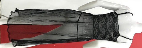 Ella Bidoe Black See Through Sheer Night Dress with G String Premium Lace - Kimono's and Gowns