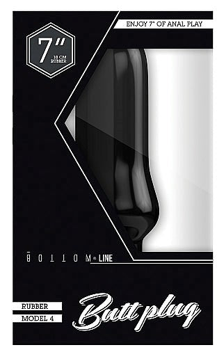 Shots Toys Bottom Line Rubber Butt Plug Black Model 4 Strong Suction Cup - - Butt Plugs