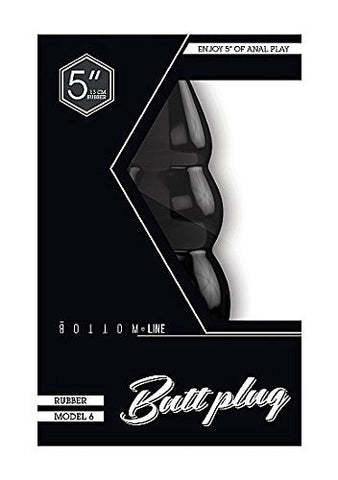 Shots Toys Bottom Line Rubber Butt Plug Black Model 6 Suction Cup Base - Butt Plugs