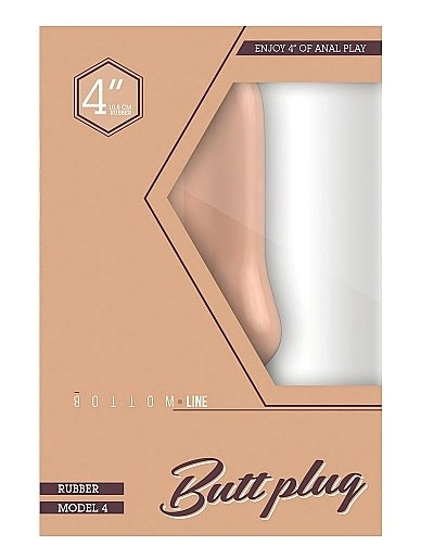 Shots Toys Bottom Line Rubber Butt Plug Flesh Model 4 Suction Cup Base - - Butt Plugs