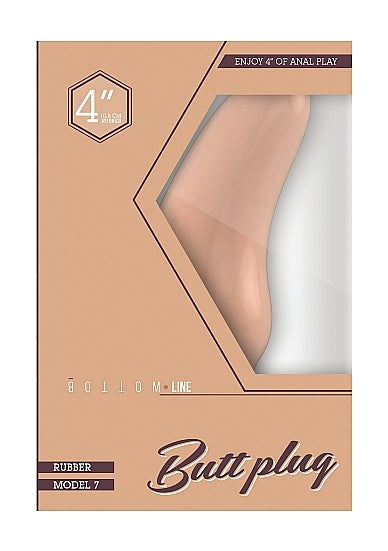 Shots Toys Bottom Line Rubber Butt Plug Flesh Model 7 Suction Cup Base - - Butt Plugs