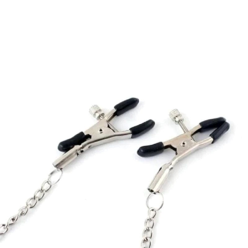 BDStyle Breast Teasing Metal Collar & Peg Clamps Adjustable Bondage Set - Collars and Leads