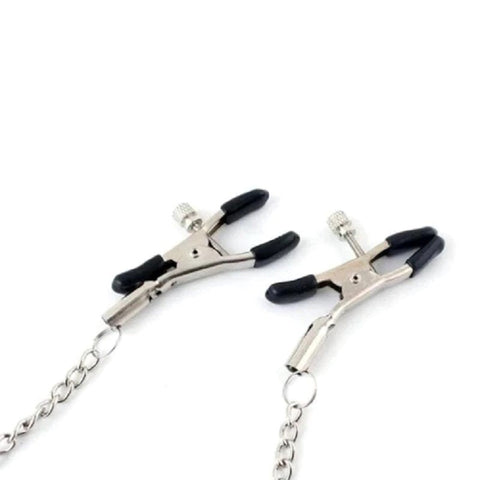 BDStyle Breast Teasing Metal Collar & Peg Clamps Adjustable Bondage Set - Collars and Leads