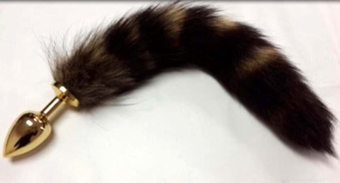 BDStyle Brown Faux Fox Tail Gold Smooth Butt Plug for Anal Role Play - Steel Sex Toys