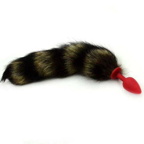 BDStyle Brown Faux Fox Tail Rose Silicone Butt Plug with Fox Tail - Butt Plugs