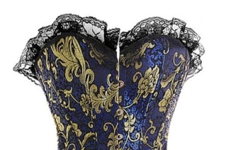 Ella Bidoe Burlesque Bustier With Lace Trim Adjustable Satin Corset - Fancy Dress Ups