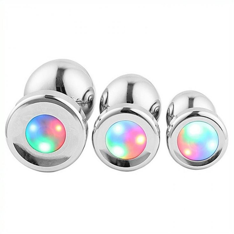 BDStyle Colorful Light Stainless Steel Butt Plug LED Illumination - - Steel Sex Toys