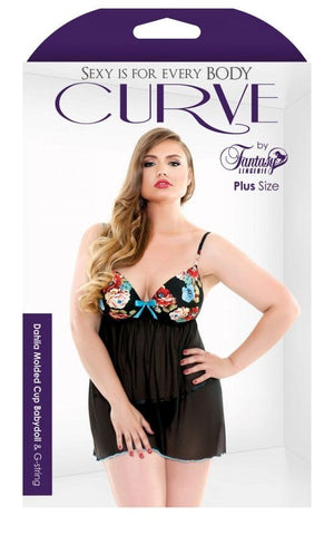 Fantasy Lingerie Curve Dahlia Molded Cup Babydoll And G String Plus Size - Babydolls and Chemises