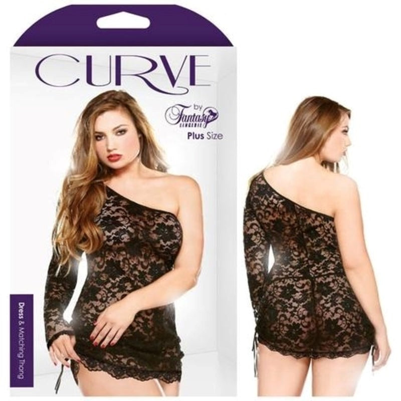 Fantasy Lingerie Curve Dress & Thong with Form Fitting Design - - Babydolls and Chemises