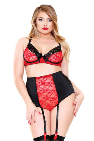 Fantasy Lingerie CURVE Fringe Bra & Cutout Panty Set with Moving Fringe - Bras and Bra Sets