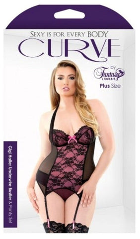Fantasy Lingerie Curve Gigi Halter Underwire Bustier And Panty Set - Bustiers and Corsets