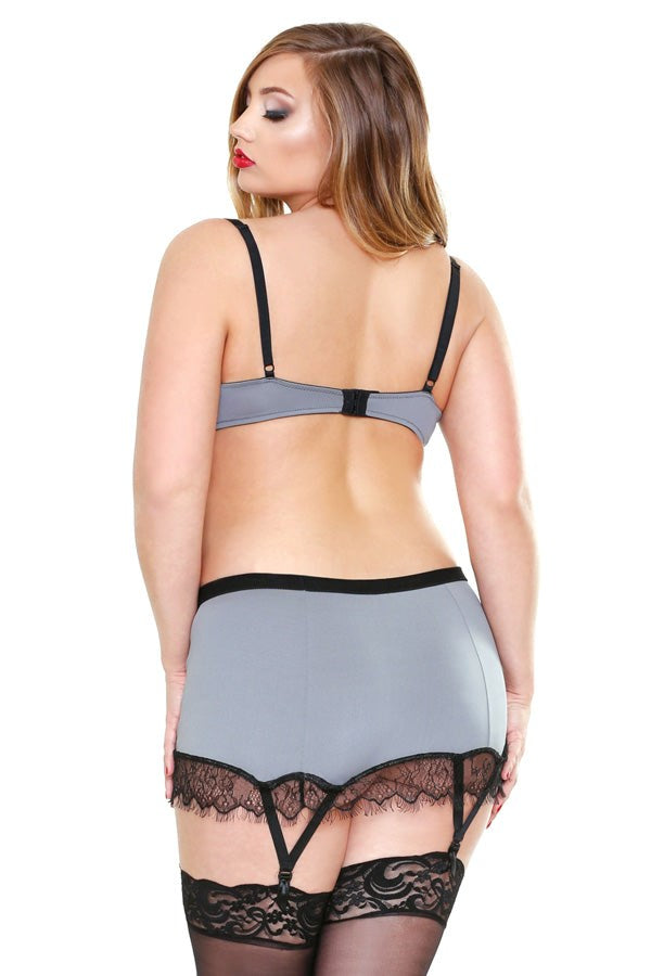 Fantasy Lingerie CURVE Lace Trim Bra Skirt & G String Plus Size Set - - Plus Sized Lingerie