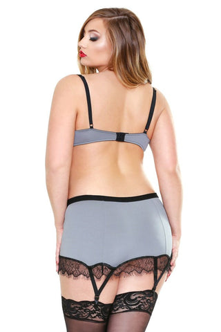 Fantasy Lingerie CURVE Lace Trim Bra Skirt & G String Plus Size Set - Plus Sized Lingerie