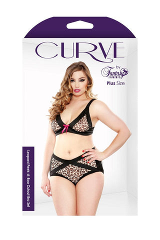 Fantasy Lingerie Curve Leopard Peek A Boo Cutout Bra Set with Cutouts - Bras and Bra Sets