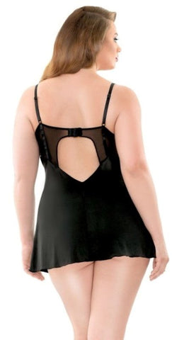 Fantasy Lingerie Curve Savannah Metallic Chemise And G String Plus Size Lingerie - Babydolls and Chemises