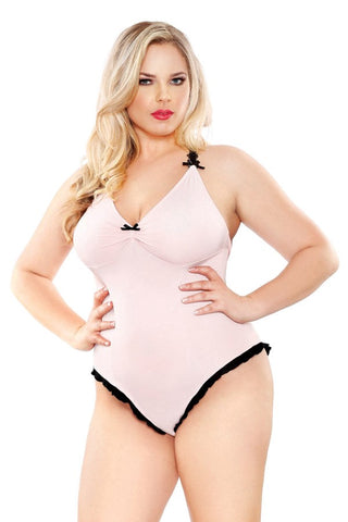 Fantasy Lingerie Curve Soft Touch Bodysuit With Snap Closure Plus Size - Teddies and Bodysuits