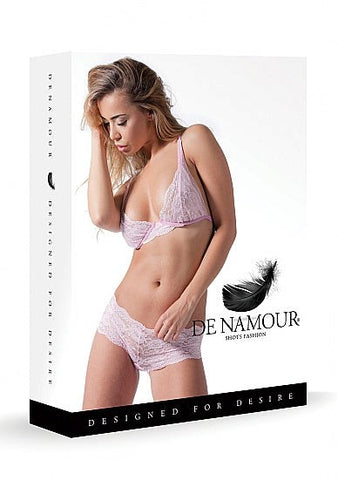 Shots Toys De Namour Lingerie Pink Set with Soft Bra and Briefs Romantic - Bras and Bra Sets