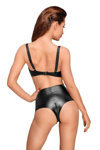 Noir Handmade Decadence Powerwetlook High Waisted Shorts with Handmate Pleats - Her Fetish