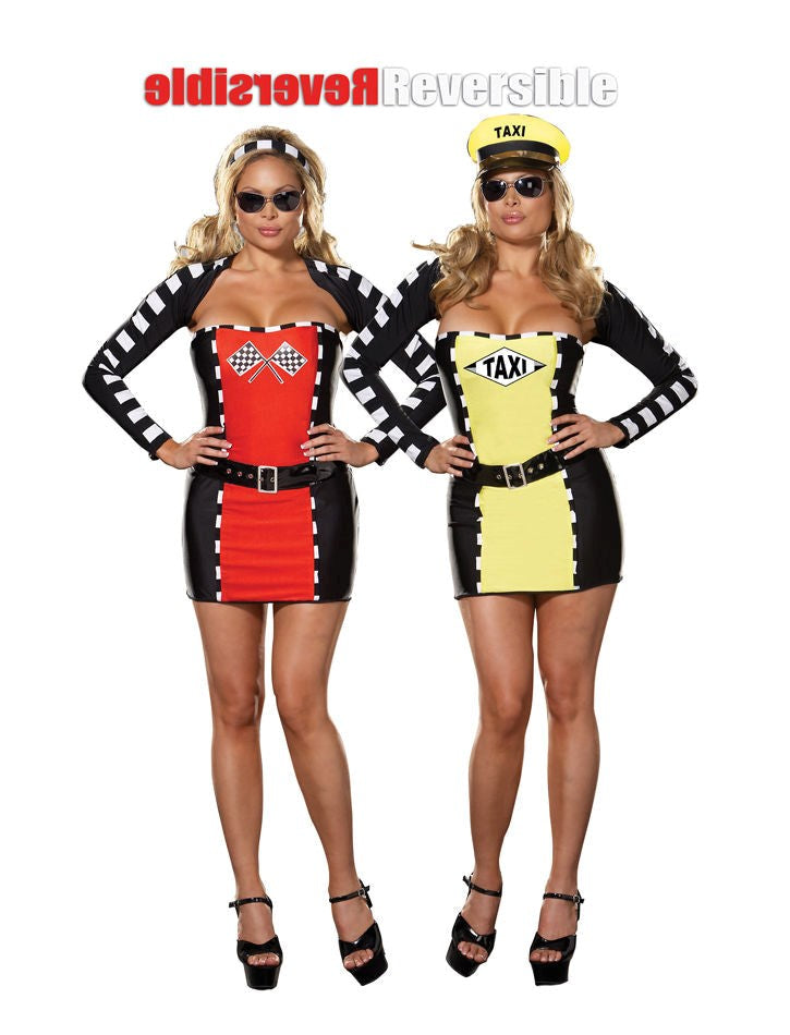 Dream Girl Lingerie Drive Me Crazy Costume Reversible 5 Piece Role Play Set - Fancy Dress Ups