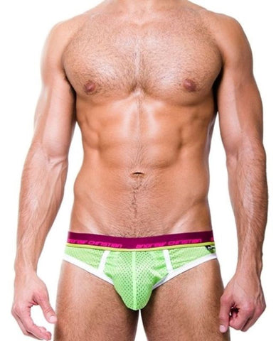 Andrew Christian Electric Air Jock w/ Show It Tech Lime Quick Dry Mesh - Mens Briefs And Boxers