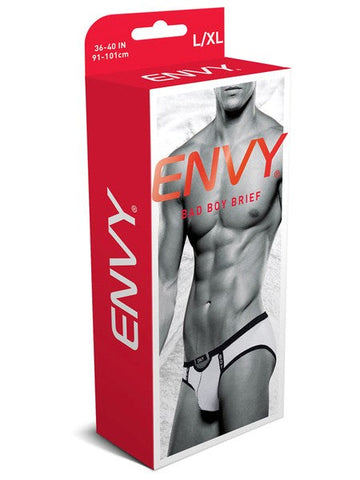 Envy Menswear Premium Bad Boy Brief White Mens Lingerie Supportive Pouch - Mens Briefs And Boxers