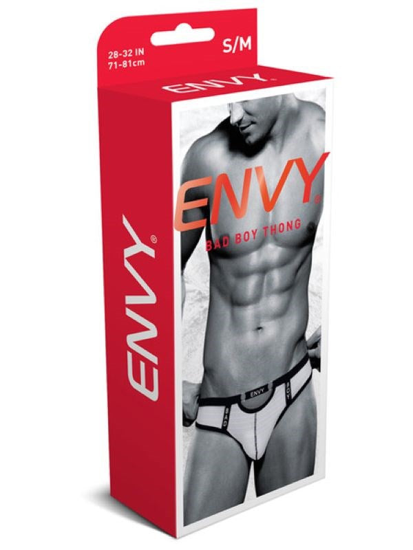 Envy Menswear Bad Boy Thong White Premium Comfortable Intimate Menswear - - Jocks and G-Strings
